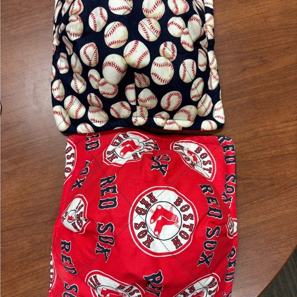 Red Sox and Baseball print Fabric Bowl Cozy - Picture 3 of 4
